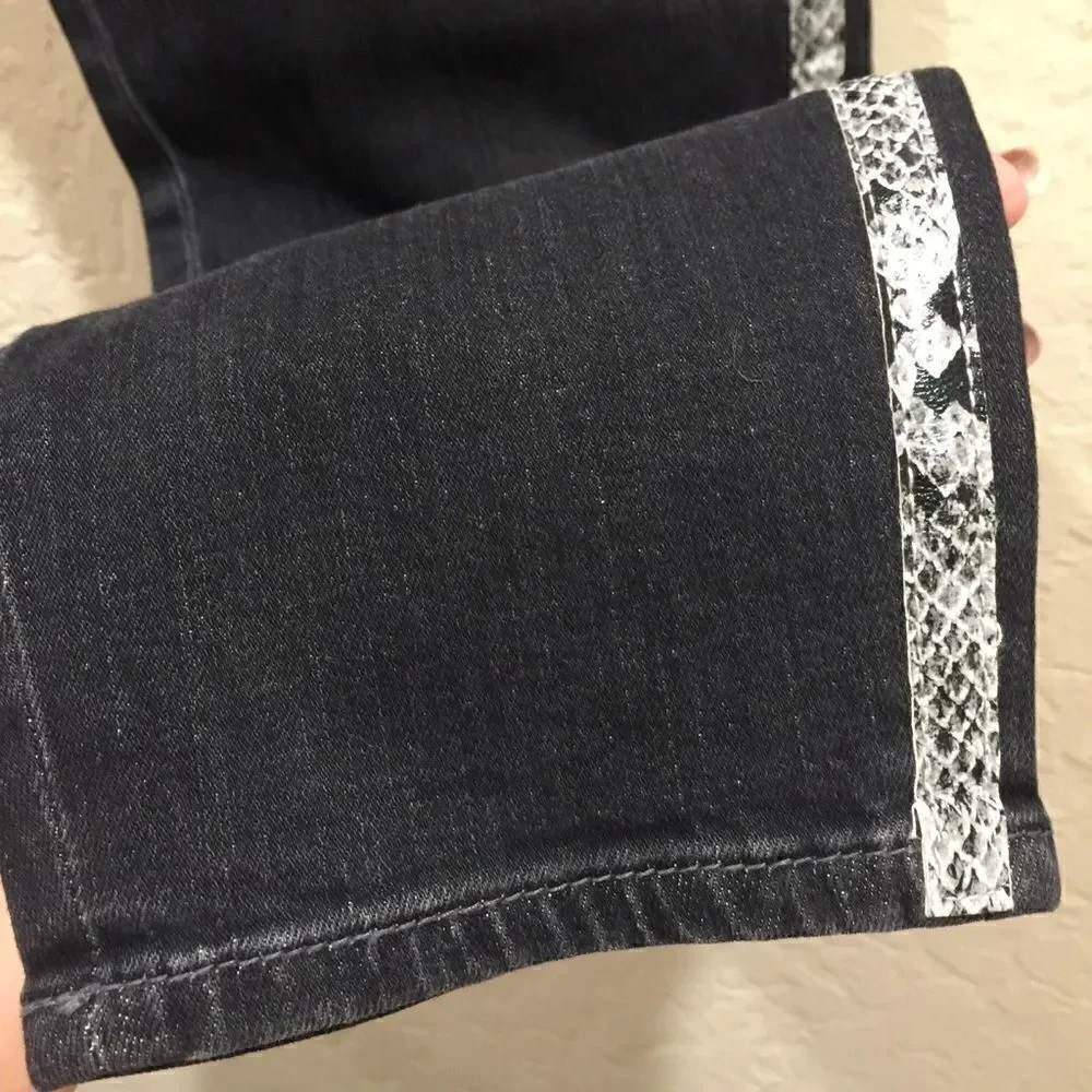 Dear John Joy Rich Comfort Skinny 33 Black Jeans Python Stripe
